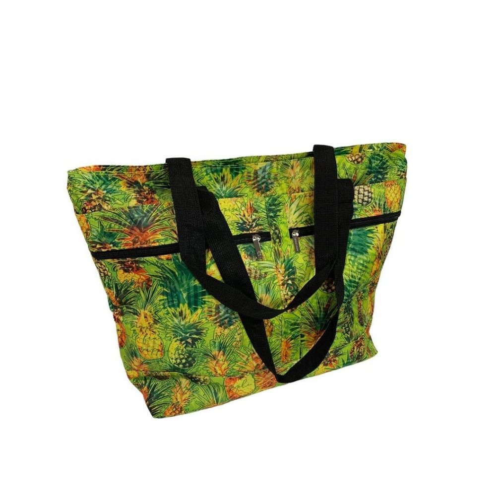 CCo Island‎ New Tropical Print Pineapple Zip Top Travel Tote 14x19"